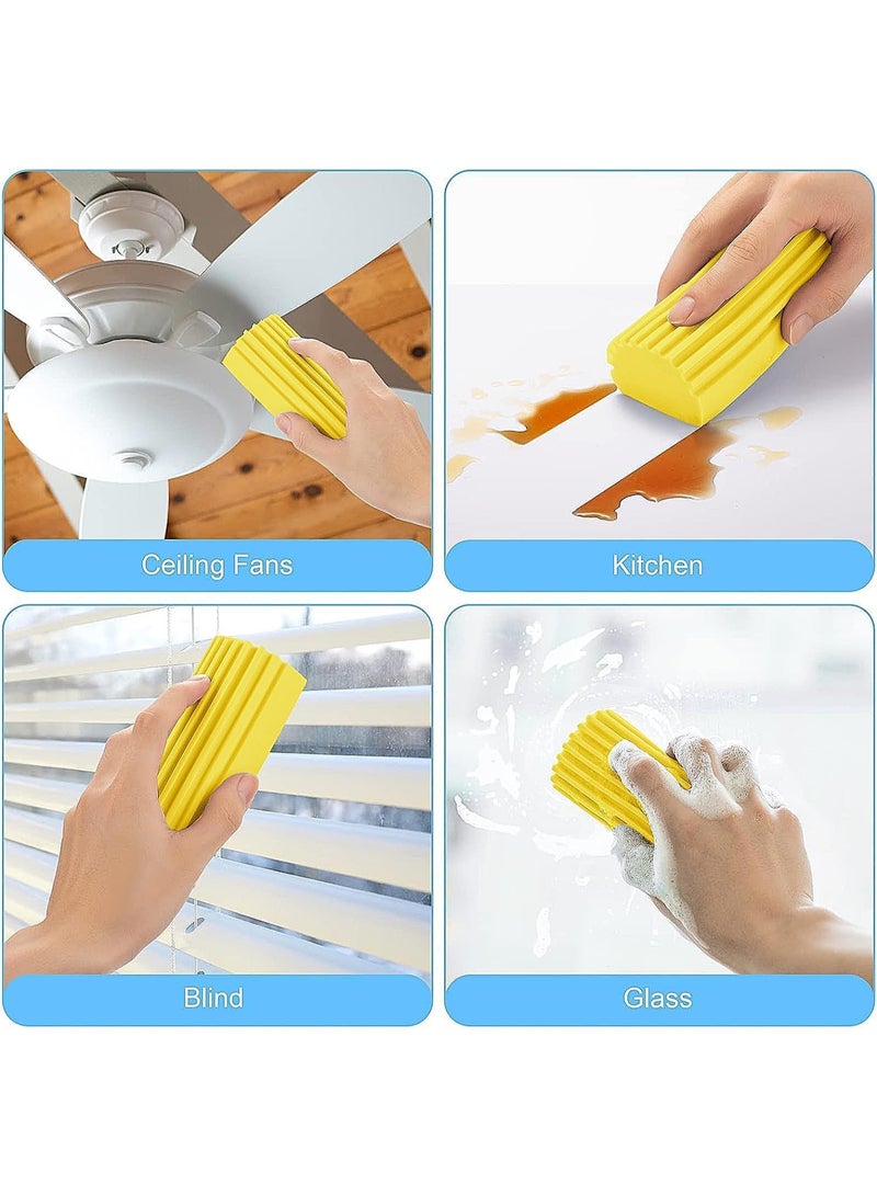 4 Pack Damp Clean Duster, Magic Sponge Eraser for Household Cleaning, Reusable Dusting Supplies for Dishes, Blinds, Glass, Baseboards u0026 Faucets - Image 3
