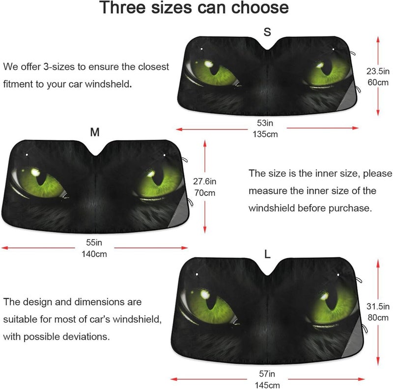 Green Eyes Car Windshield Sun Shade Foldable Sun Visor Automotive Sunshades for Car Truck SUV Blocks UV Rays Keep Your Vehicle Cool - Image 5
