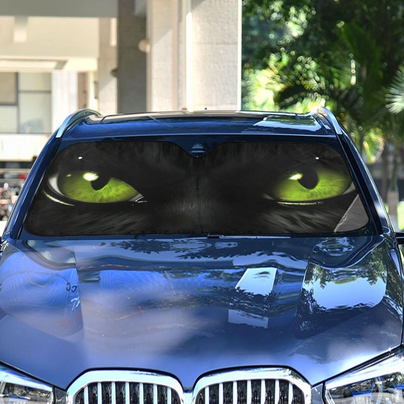 Green Eyes Car Windshield Sun Shade Foldable Sun Visor Automotive Sunshades for Car Truck SUV Blocks UV Rays Keep Your Vehicle Cool - Image 4