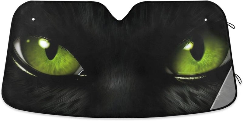 Green Eyes Car Windshield Sun Shade Foldable Sun Visor Automotive Sunshades for Car Truck SUV Blocks UV Rays Keep Your Vehicle Cool - Image 1