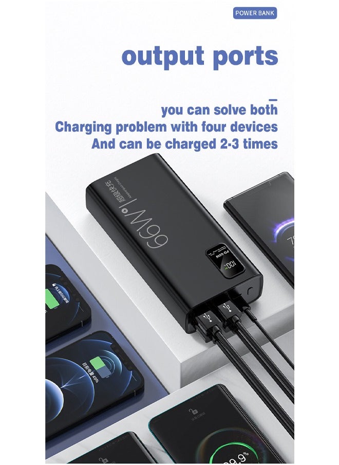 Generic - Power Bank 20000mAh PD 66W Super Fast Charging Flash charging Quick Charge 100% Original  Power bank With cable Black - Image 1