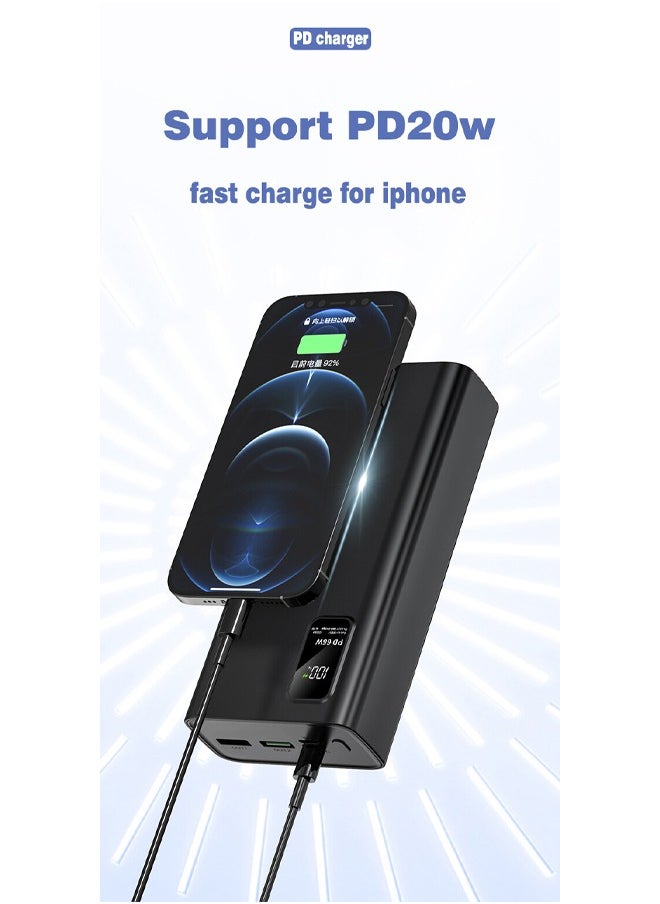 Generic - Power Bank 20000mAh PD 66W Super Fast Charging Flash charging Quick Charge 100% Original  Power bank With cable Black - Image 1