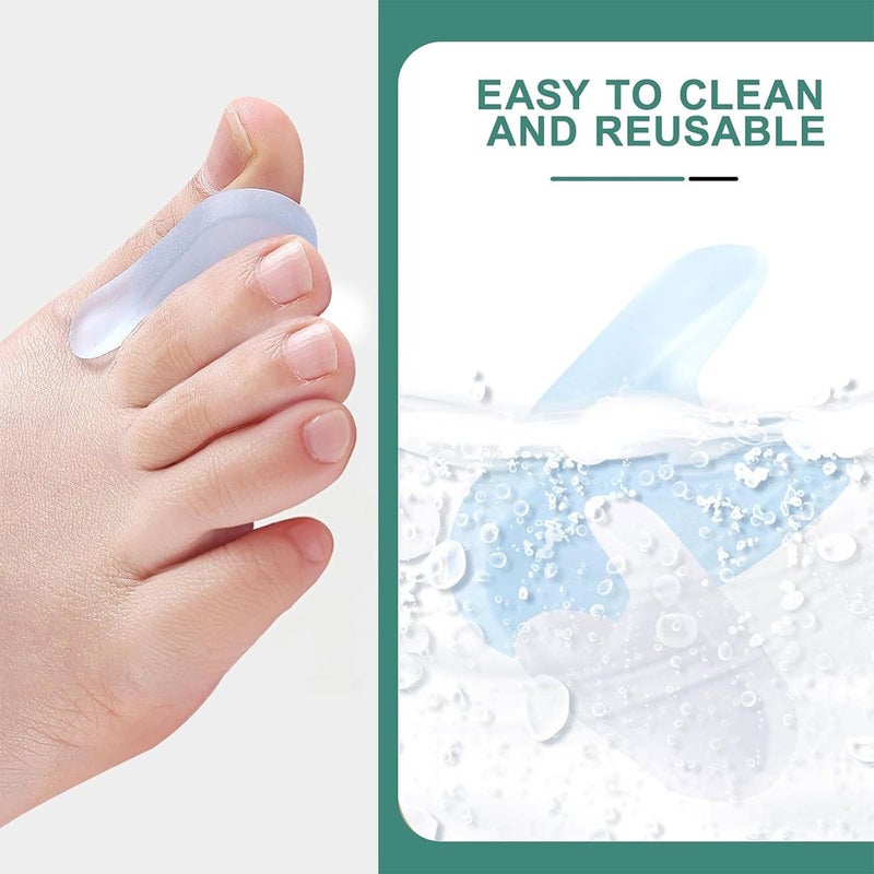 8 Pieces Gel Toe Separators Soft Silicone Unisex Transparent Blue - Image 4