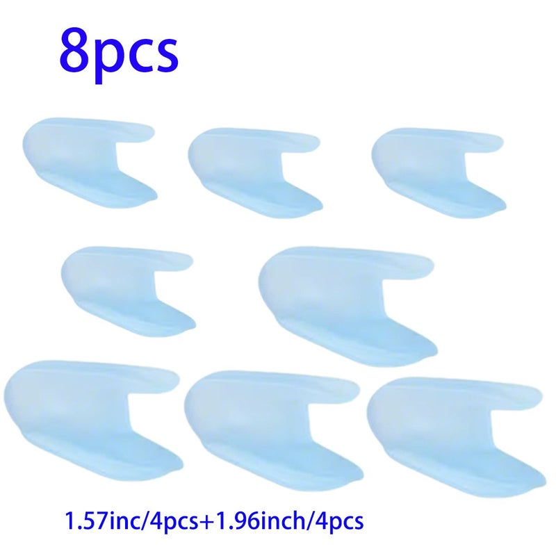 8 Pieces Gel Toe Separators Soft Silicone Unisex Transparent Blue - Image 1