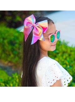 FROG SAC FROG SAC 4pcs Tie Dye Mermaid Hair Bows for Girls, Large Cheer Bow For Kids, Sparkly Cute Little Girl Hair Accessories, 6 Inches Grosgrain Ribbon Child Bow Pack, Birthday Party Favors  - Image 4