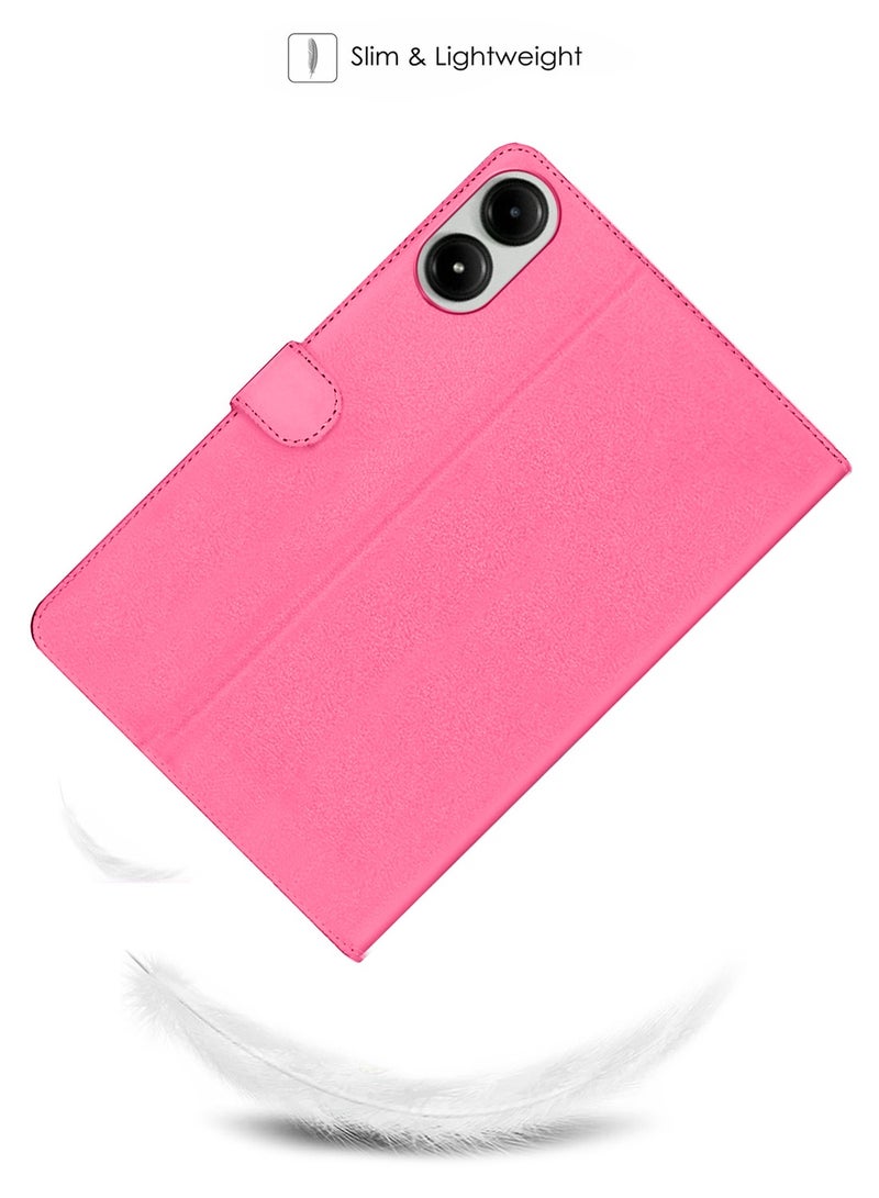 اوميكر جراب Xiaomi Redmi Pad Pro 5G 2024 مقاس 12.1 بوصة من جلد البولي يوريثان بإغلاق مغناطيسي - وردي - Image 2