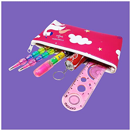 PARTEET Unicorn Combo Pack of Stationery Set - Unicorn Pencil Pouch/Stationery Pouch/Pencil 1 Case with Cane Shape Pen, 2 Stack Pencils,1 Eraser and 1 Scale for Kids (Pack of 5 Items) Assorted Colour - Image 4
