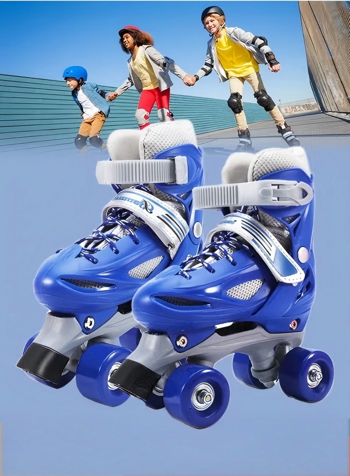 DUNISO Kids Roller Skates，Double Row Roller 4-Wheel Skates Shoes，Beginner Adjustable Roller Skates，Comfortable and Breathable，Gift for Kids Boys Girls Indoor Outdoor Sports，S, Sizes 31 to 34 - Image 1