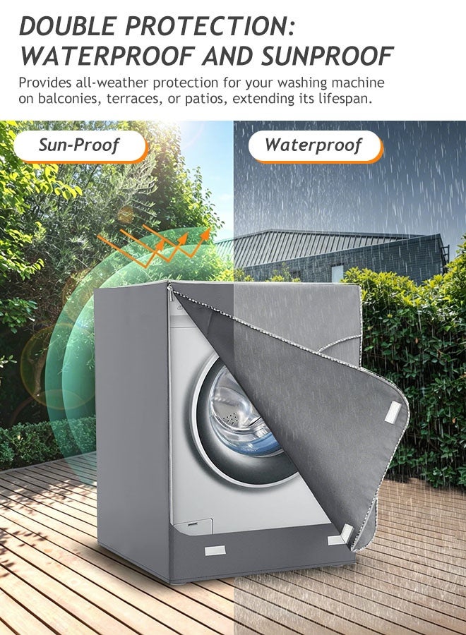 Solerconm Washer Dryer Cover for Front Load Washing Machine, Waterproof & Dustproof Washing Machine Cover, 27×33×39 in (69×84×99 cm), Gray - Image 3