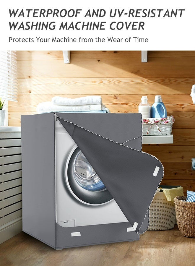 Solerconm Washer Dryer Cover for Front Load Washing Machine, Waterproof & Dustproof Washing Machine Cover, 27×33×39 in (69×84×99 cm), Gray - Image 2