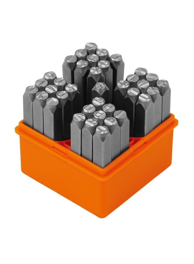 HORUSDY مجموعة طوابع الأرقام والحروف 37 قطعة 1 4 6 مم A-Z 0-9 نجوم مثقاب مثالي لطباعة المعادن مجموعة طباعة بلاستيك خشب جلد - Image 1