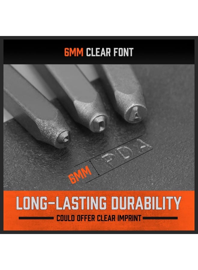 HORUSDY مجموعة طوابع الأرقام والحروف 37 قطعة 1 4 6 مم A-Z 0-9 نجوم مثقاب مثالي لطباعة المعادن مجموعة طباعة بلاستيك خشب جلد - Image 4