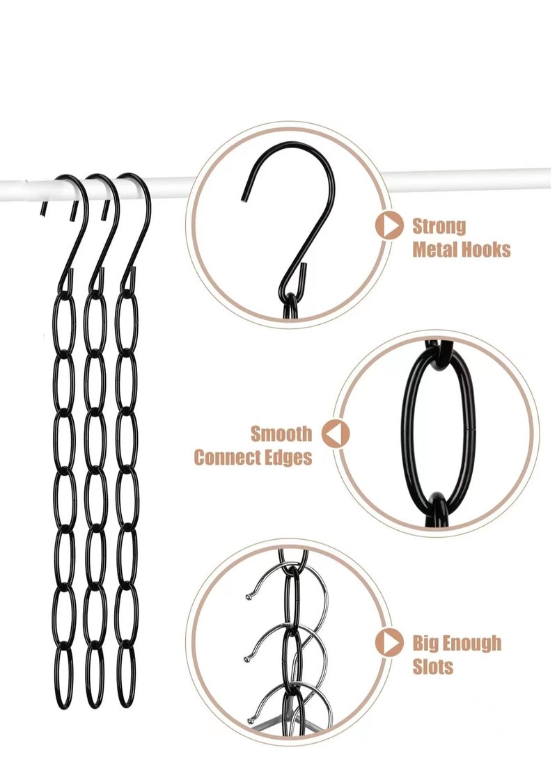 Hangers Space Saving, Metal Chain Clothes Hanger Organizer with 7 Slots, Magic Foldable Multiple Hangers in One, Collapsible Vertical Space Saver Hangers for Closet Organizer (3 Pack) Black  - Image 2