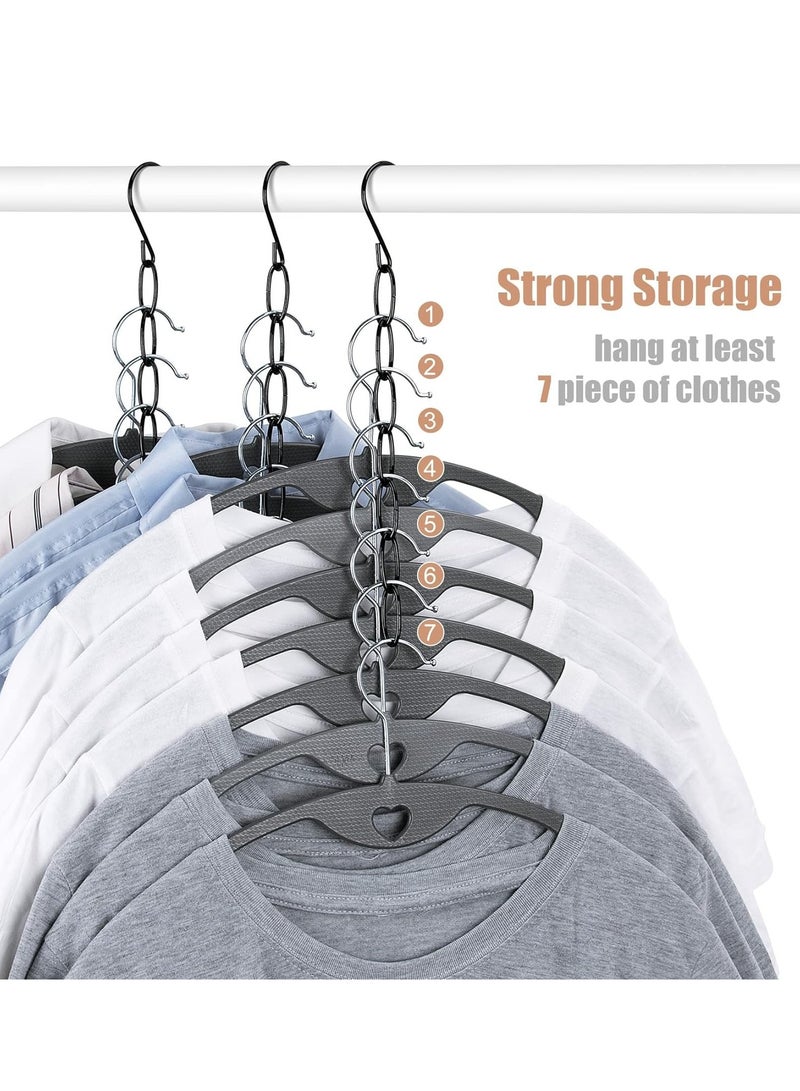 Hangers Space Saving, Metal Chain Clothes Hanger Organizer with 7 Slots, Magic Foldable Multiple Hangers in One, Collapsible Vertical Space Saver Hangers for Closet Organizer (3 Pack) Black  - Image 5
