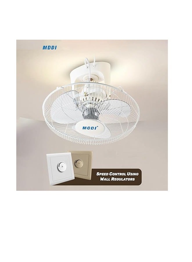 MODI Orbit Fan,16-inch Ceiling Fan, White Cooling Fan with 3 Speed Choices,360 Degree Oscillating Fan for Home and Office  - Image 3