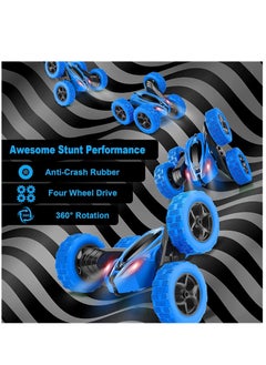 Hihonor RC Cars Stunt Car Toy, 4WD 2.4Ghz Double Sided 360° Rotating RC Car with Headlights, Kids Toy Cars for Boys/Girls (Blue)  - Image 3