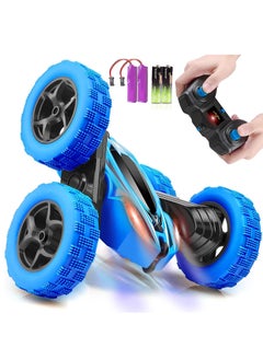 RC Cars Stunt Car Toy, 4WD 2.4Ghz Double Sided 360° Rotating RC Car with Headlights, Kids Toy Cars for Boys/Girls (Blue)