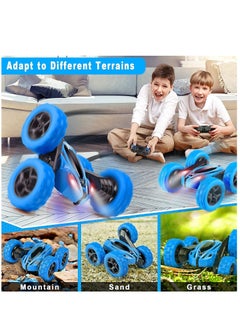 Hihonor RC Cars Stunt Car Toy, 4WD 2.4Ghz Double Sided 360° Rotating RC Car with Headlights, Kids Toy Cars for Boys/Girls (Blue)  - Image 4
