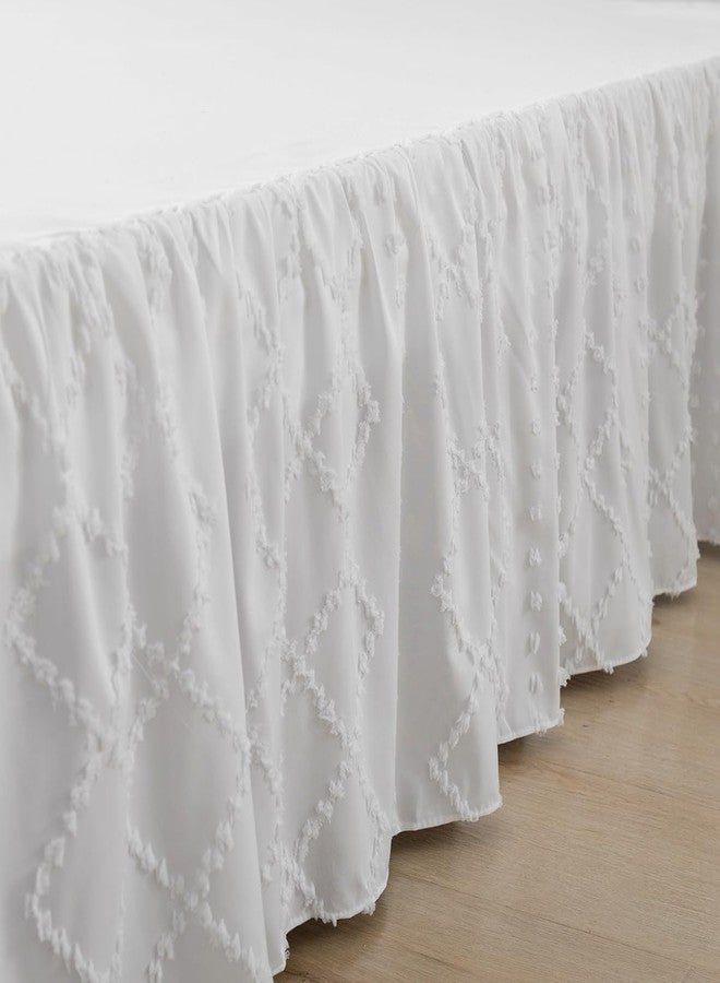 TSUTOMI Bed Skirt Queen Size Ruffled Bed Skirt with Split Corners, 14 Inch Drop Dust Ruffle Bed Skirts with Platform, Boho Tufted Shabby Chic Full Size Bed Skirts, White - Image 2