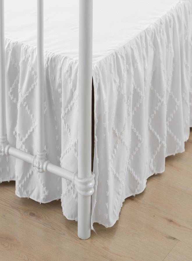 TSUTOMI Bed Skirt Queen Size Ruffled Bed Skirt with Split Corners, 14 Inch Drop Dust Ruffle Bed Skirts with Platform, Boho Tufted Shabby Chic Full Size Bed Skirts, White - Image 1