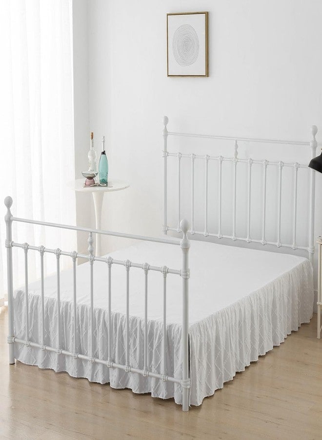 TSUTOMI Bed Skirt Queen Size Ruffled Bed Skirt with Split Corners, 14 Inch Drop Dust Ruffle Bed Skirts with Platform, Boho Tufted Shabby Chic Full Size Bed Skirts, White - Image 5