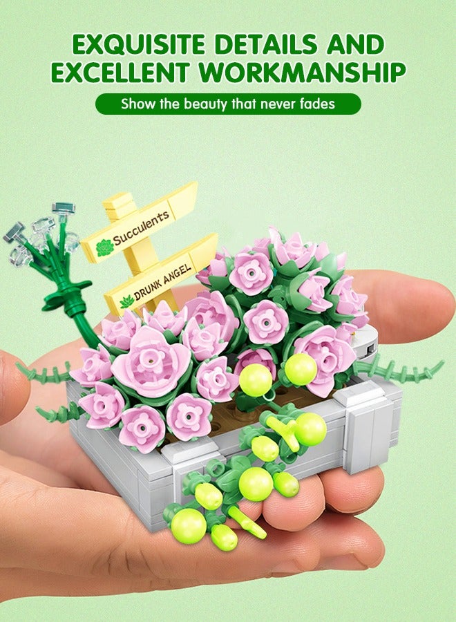 GROIC Mini Succulents Bonsai Bricks Bonsai Model, Simulation Succulent Plant Set, Creative DIY Flower Particle Botanical Collection Construction Building Blocks Toy - Image 5
