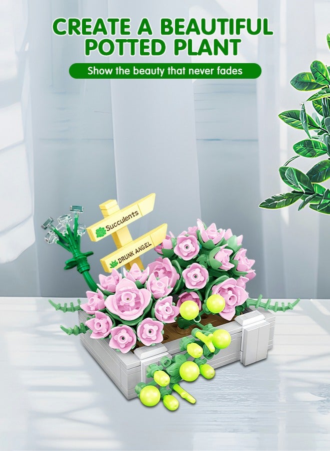 GROIC Mini Succulents Bonsai Bricks Bonsai Model, Simulation Succulent Plant Set, Creative DIY Flower Particle Botanical Collection Construction Building Blocks Toy - Image 2