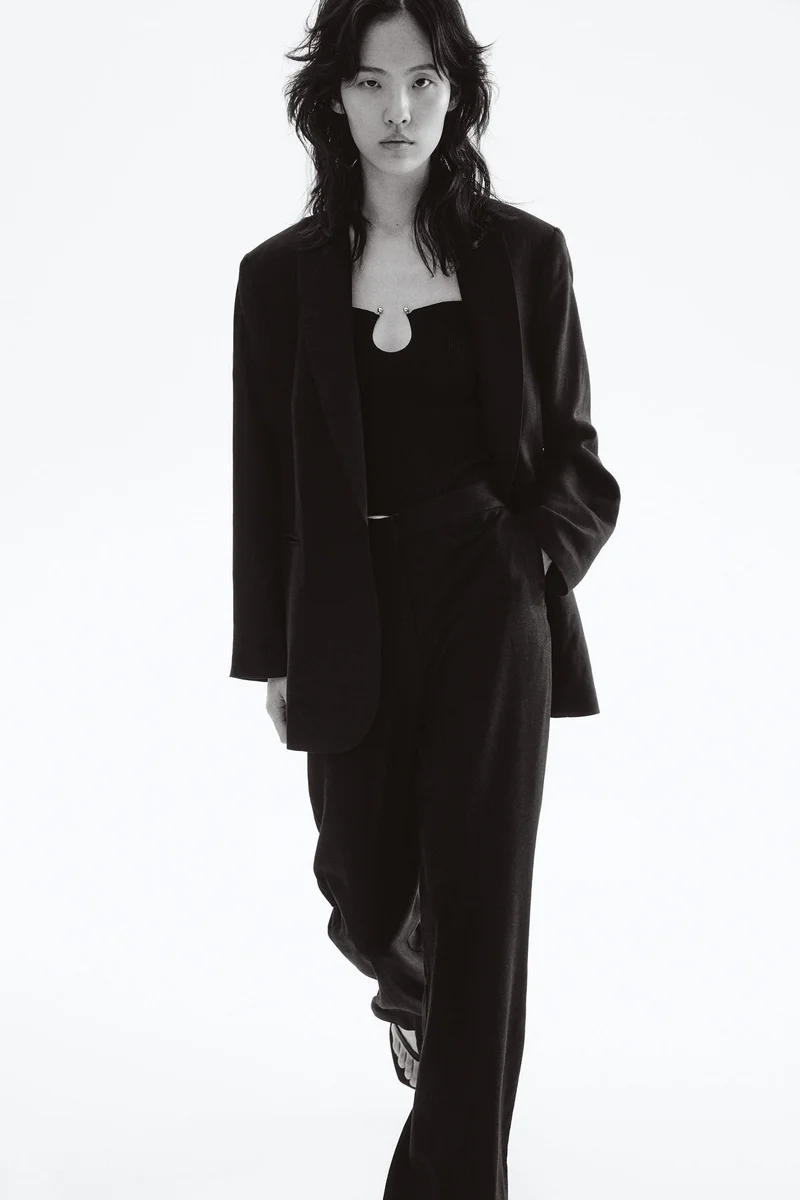 H&M Bootcut linen-blend trousers