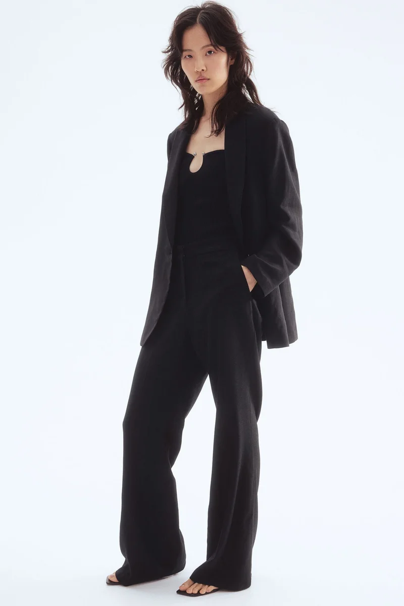 H&M Bootcut linen-blend trousers