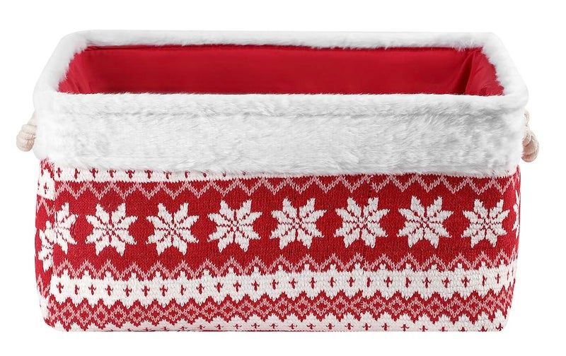 INough Christmas Basket Large Empty Christmas Baskets Red Christma Gift Baskets with Handles Holiday Storage for Gifts Holiday Decor for BabyKidsNursery Room - Image 2