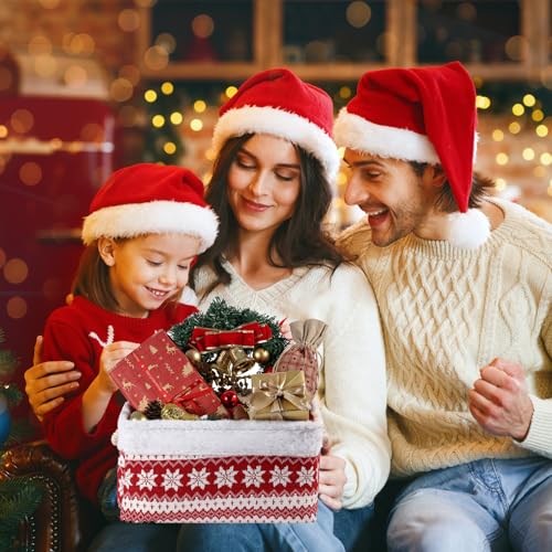 INough Christmas Basket Large Empty Christmas Baskets Red Christma Gift Baskets with Handles Holiday Storage for Gifts Holiday Decor for BabyKidsNursery Room - Image 3