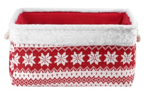 INough Christmas Basket Large Empty Christmas Baskets Red Christma Gift Baskets with Handles Holiday Storage for Gifts Holiday Decor for BabyKidsNursery Room - Image 1