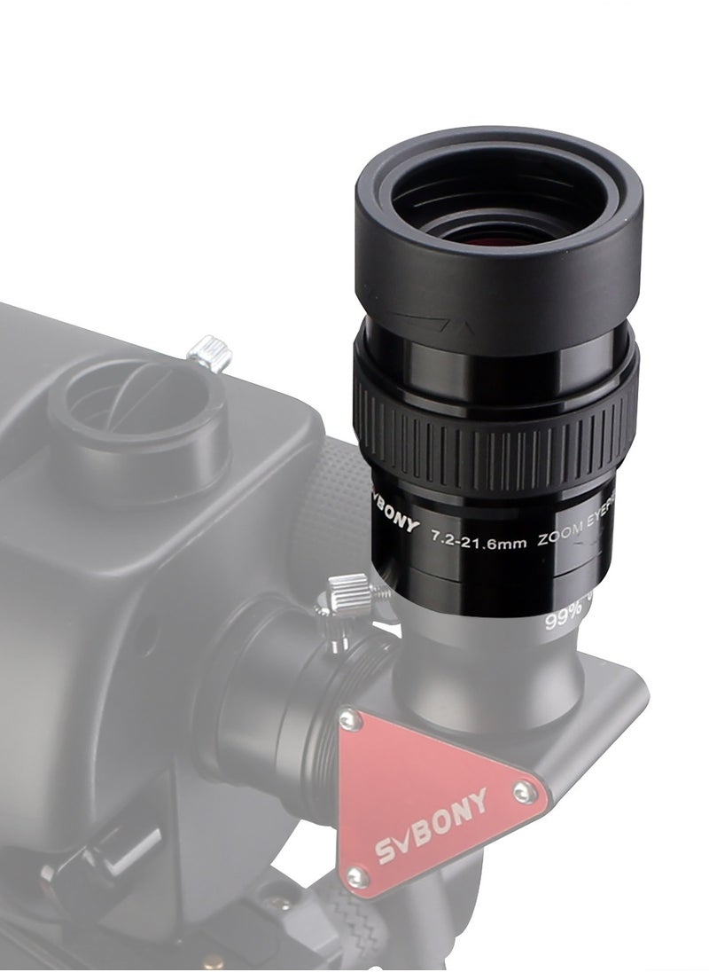 SVBONY - Black 1.25-Inch 7.2-21.6mm Zoom Eyepiece – Wide-Angle Telescope Eyepiece with High-Contrast Optics, Multi-Element Glass, and 18-20mm Eye Relief for Comfortable Viewing - Image 1