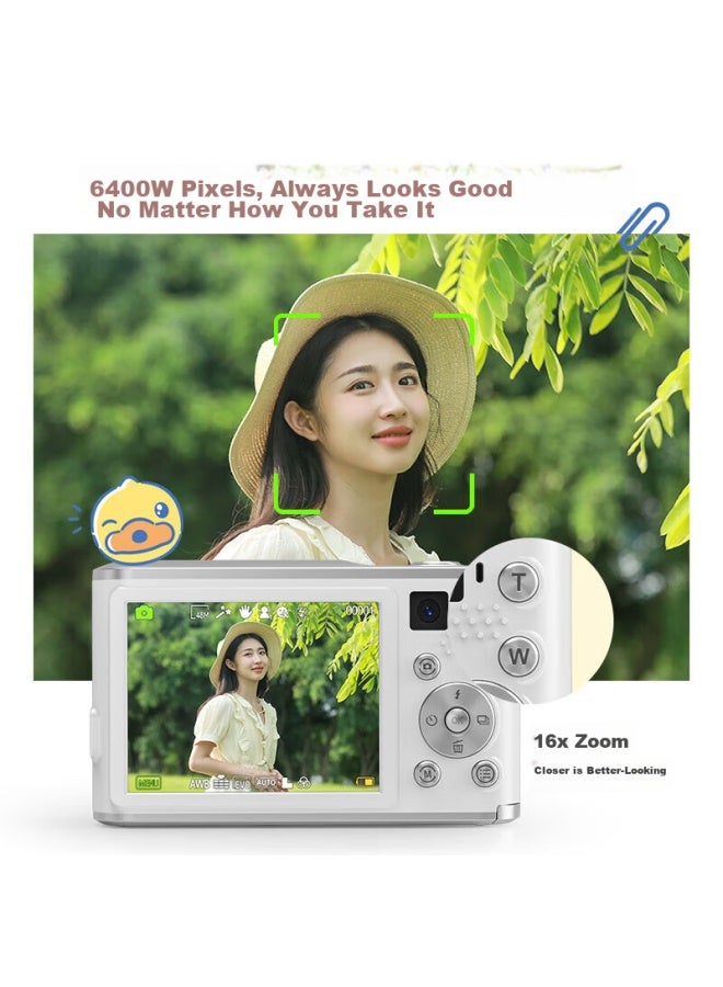 Caizu Little Yellow Duck Dual-camera 6400w Digital Camera, Selfie Vlog Mini Camera, Student Campus Entry-level Camera, Can Transfer Photos To Phone, Replace Ccd Camera - Image 1