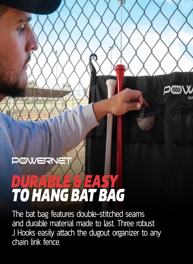 PowerNet Hanging Bat Bag Caddy for Baseball and Softball Teams, Team Bag Dugout Organizer, Holds 12 Hanging Bats on Fence (Black) - Image 5