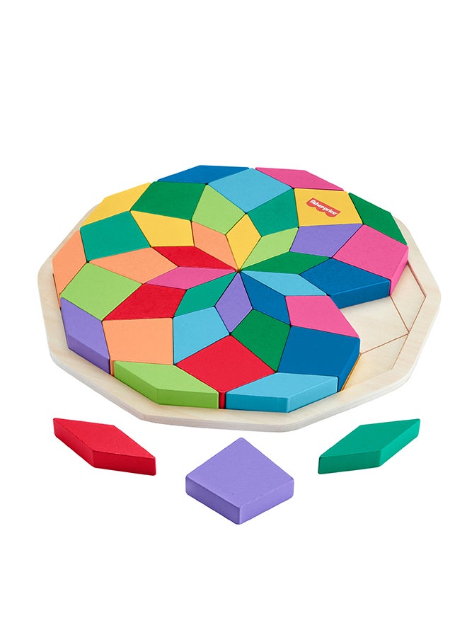 Fisher-Price ​Preschool Toy Wooden Puzzle with Mandala Geometric Design, 40 Wood Pieces for Kids Ages 3+ Years  - Image 5
