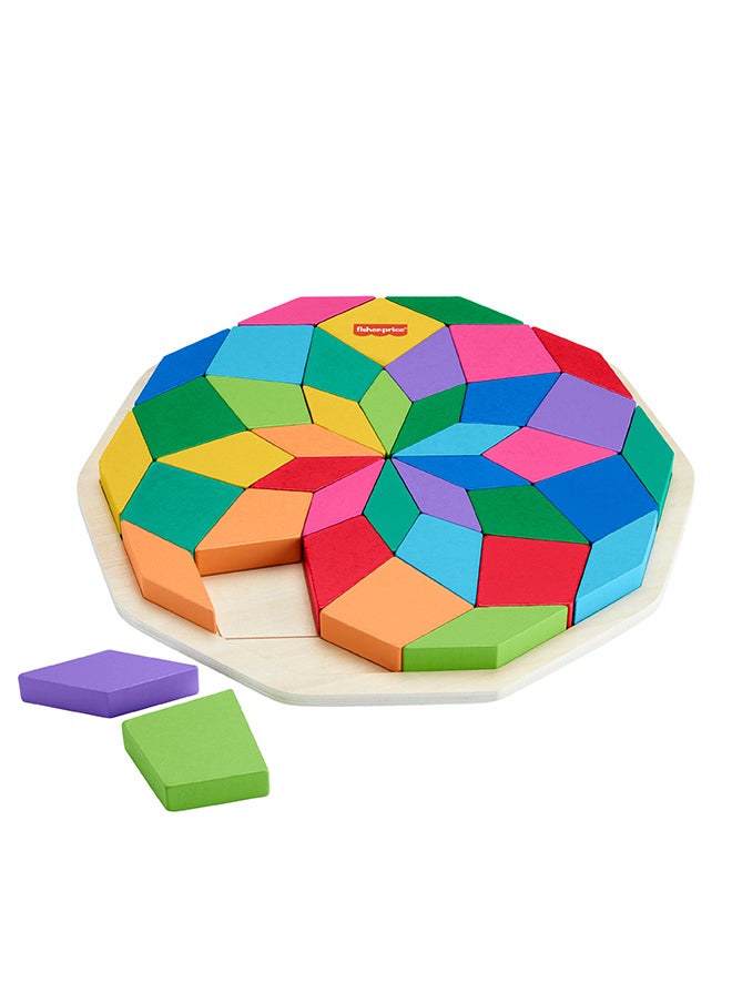 Fisher-Price ​Preschool Toy Wooden Puzzle with Mandala Geometric Design, 40 Wood Pieces for Kids Ages 3+ Years  - Image 2
