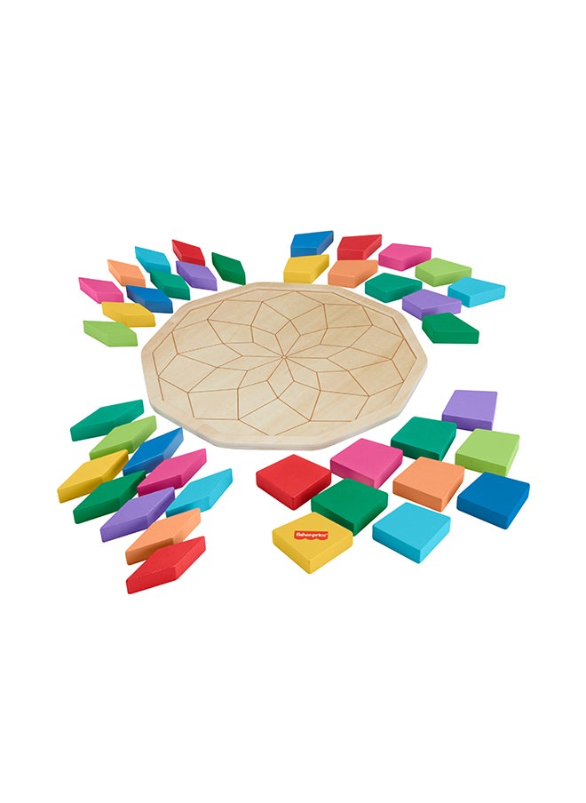 Fisher-Price ​Preschool Toy Wooden Puzzle with Mandala Geometric Design, 40 Wood Pieces for Kids Ages 3+ Years  - Image 4