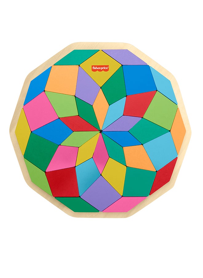 Fisher-Price ​Preschool Toy Wooden Puzzle with Mandala Geometric Design, 40 Wood Pieces for Kids Ages 3+ Years  - Image 3