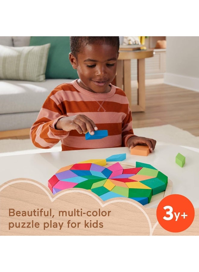 Fisher-Price ​Preschool Toy Wooden Puzzle With Mandala Geometric Design, 40 Wood Pieces For Kids Ages 3+ Years  - Image 3