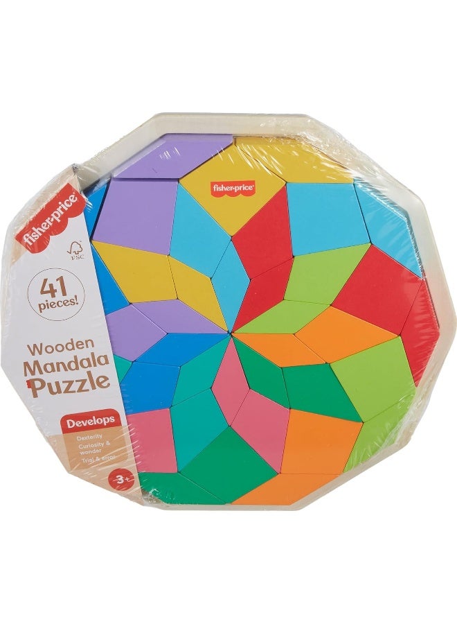 Fisher-Price ​Preschool Toy Wooden Puzzle With Mandala Geometric Design, 40 Wood Pieces For Kids Ages 3+ Years  - Image 1