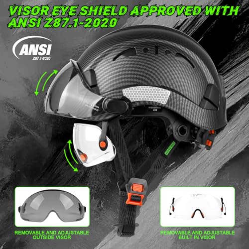 GREEN DEVIL Safety Hard Hat with Tinted & Clear Visor Vented Construction Helmet Cascos de Construccion ABS Work hardhats for Men - Image 3