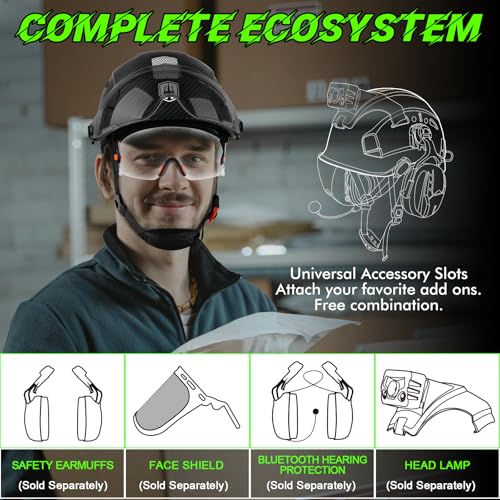 GREEN DEVIL Safety Hard Hat with Tinted & Clear Visor Vented Construction Helmet Cascos de Construccion ABS Work hardhats for Men - Image 5