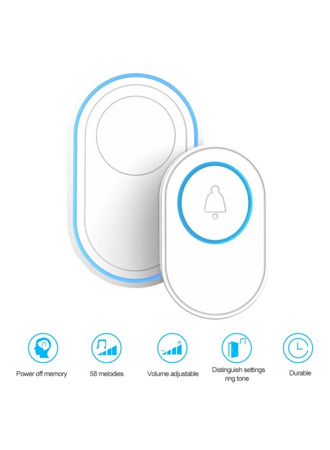 طقم جرس باب لاسلكي مع قابس أوروبي أبيض/أزرق Doorbell on - 2x(2.7x1.7x0.7), Hub - (3.6x2.2x1.9)بوصة - Image 2