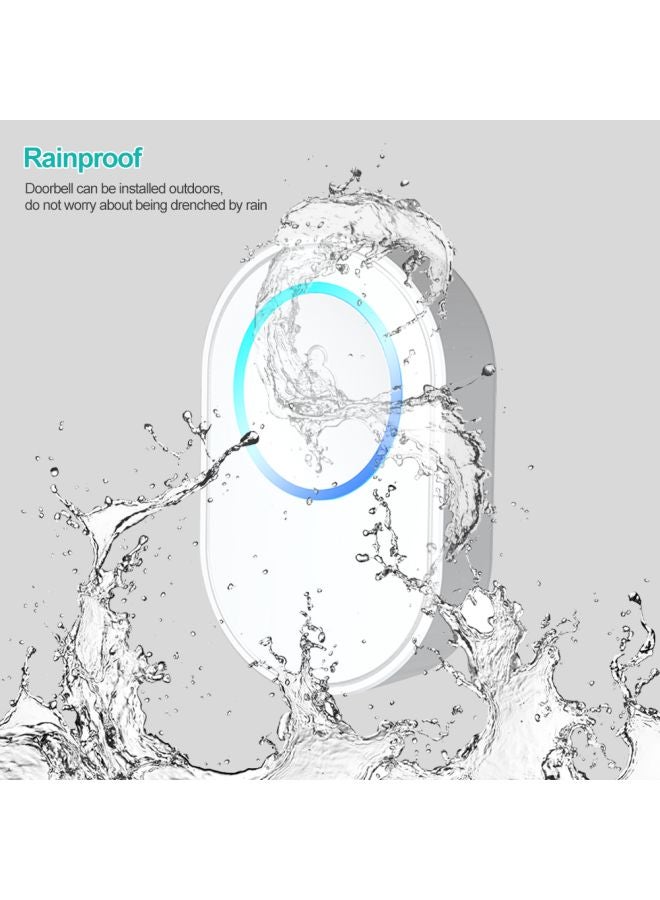 طقم جرس باب لاسلكي مع قابس أوروبي أبيض/أزرق Doorbell on - 2x(2.7x1.7x0.7), Hub - (3.6x2.2x1.9)بوصة - Image 3