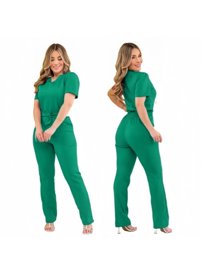 Loquat Womens Medical Scrubs Set Medical Uniform Set emerald green - Image 1