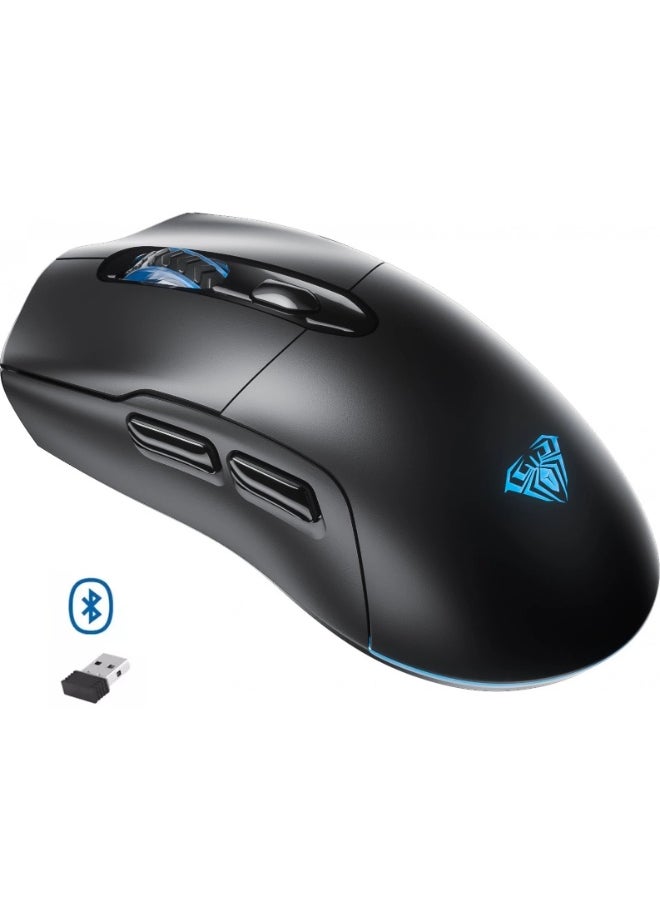 AULA - SC525 Wireless,Bluetooth Dual Mode RGB Gaming Mouse - Optical Sensor 4,600 DPI With Gripe Tape - Rechargeable USB C - Image 1