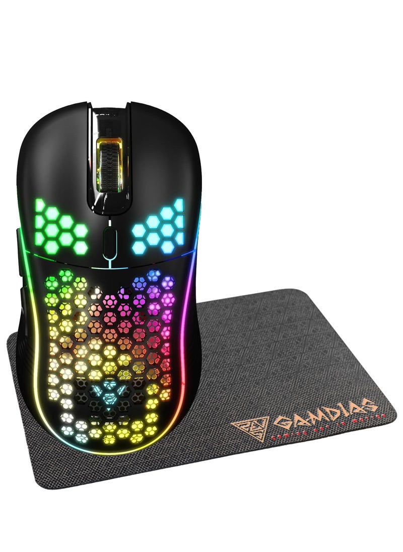 GAMDIAS - Zeus M4 RGB Gaming Mouse 12,800 DPI + NYX E1 Mouse Mat 23.5 X 18 CM - Image 1