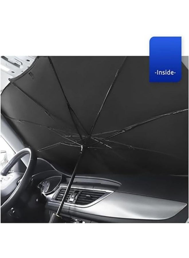 Car Windshield Sun Shade Umbrella,UV Sunshade Umbrella Windshield Block Cover,Foldable Sun Visor Windshields Sun Shade Cover for Most with Leather storage pocket 140 * 80cm - Image 4