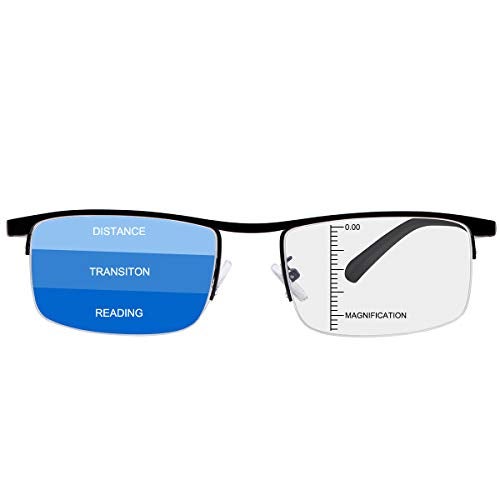 MIRYEA Progressive Multifocus Computer Reading Glasses Blue Light Blocking Multifocal Readers for Men and Women Multi Focus Eyeglasses Eyewear Anti Glare Light Weight TR90 Semi-rimless Frame - Image 1